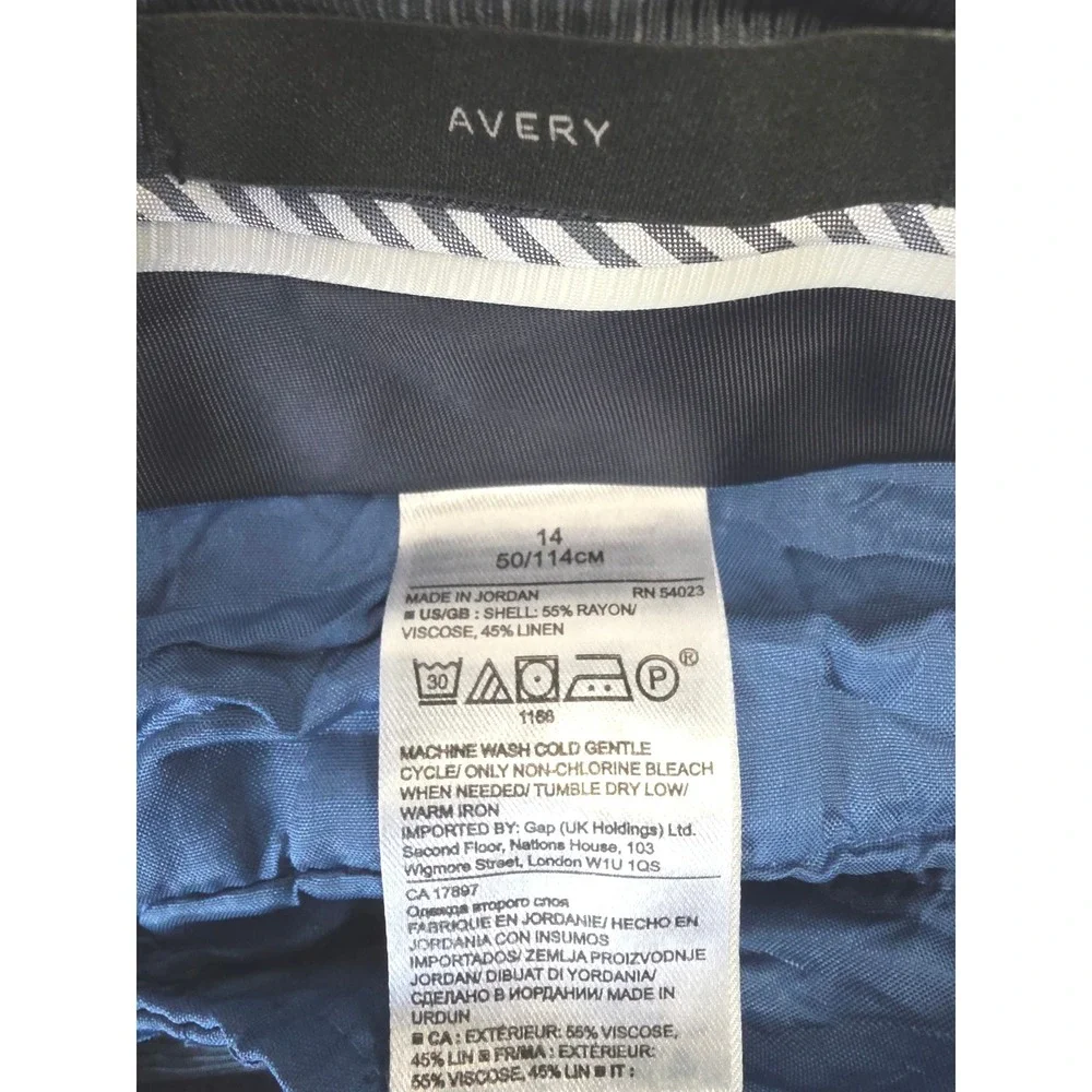 Banana Republic Avery Chambray Blue Linen Blend Cropped Trousers Size 14‎
